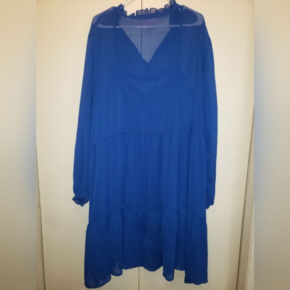 EVRI Women's Royal Blue Chiffon Tiered Dress 3x NWT - Picture 2 of 6